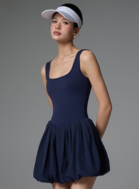 Tennis girl夏季新款网球运动连衣裙 速干透气防走光运动裙羽毛裙