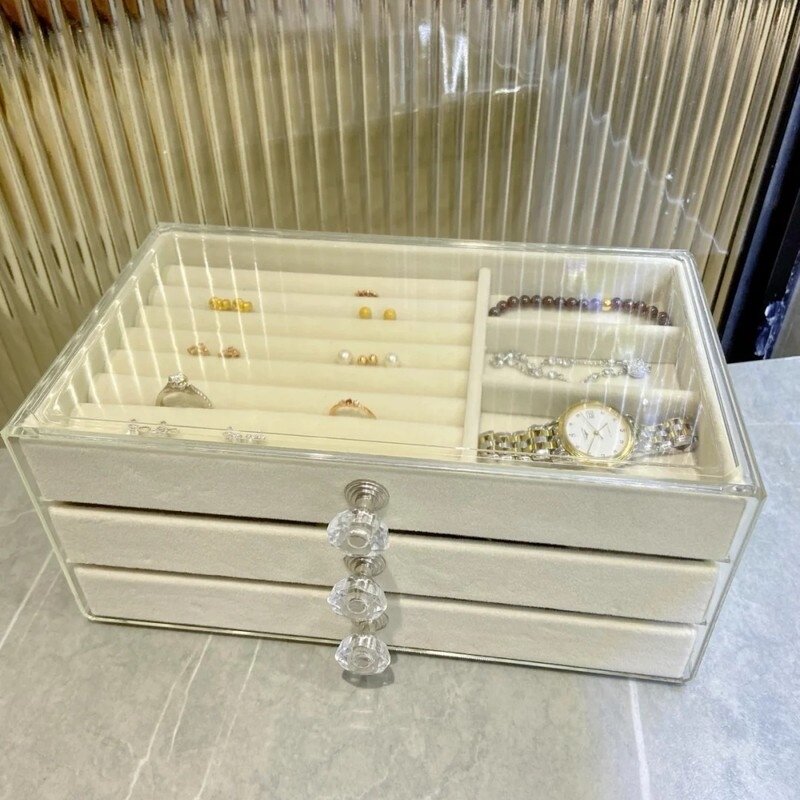 防氧化首饰盒大容量耳环钉展示架神器高级精致戒指珠宝饰品盒