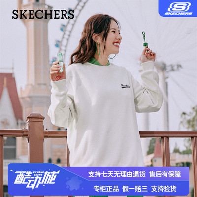 Skechers斯凯奇情侣圆领加绒卫衣2025年夏季新款男女同款复古百搭