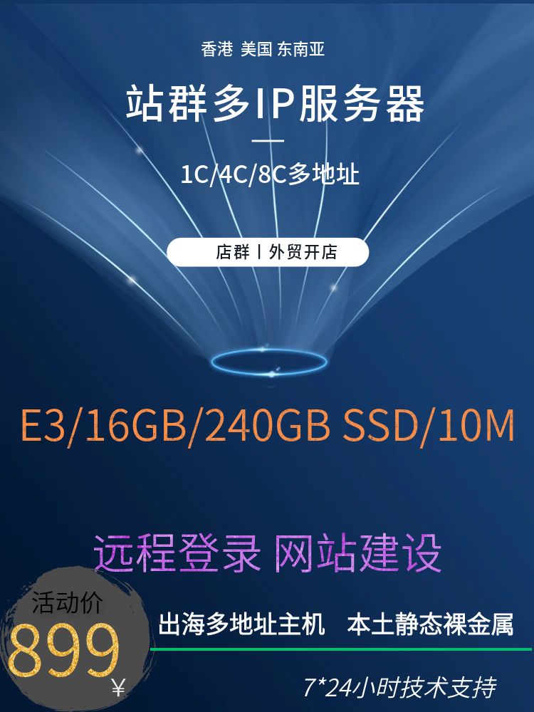站群服务器租用多C段不连续云主机美国印度英国纽约越南物理托管