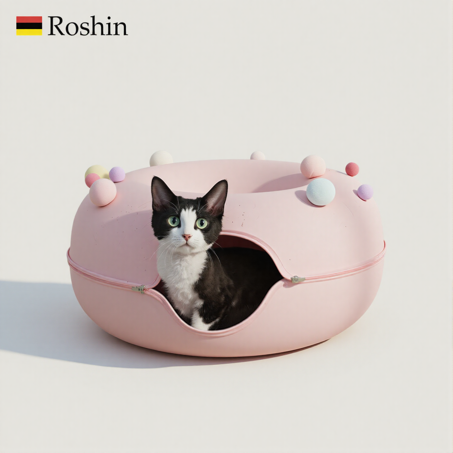 Roshin粉色猫窝毛毡猫咪隧道猫玩具甜甜圈猫窝德文猫甜甜圈猫窝,宠物/宠物食品及用品,猫窝/屋/帐篷/沙发,淘宝优惠券,粉丝福利购,淘宝优惠卷