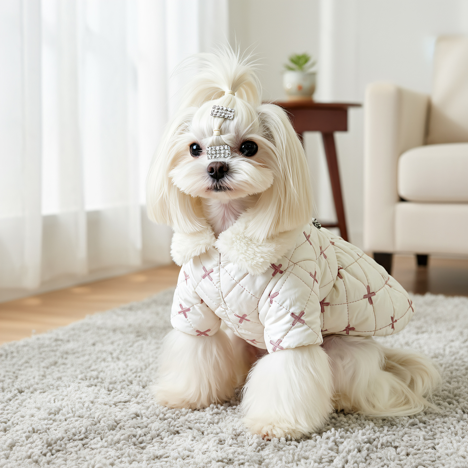 冬季加厚小型犬波浪绗棉泰迪比熊约克夏雪纳瑞防风保暖宠物服饰