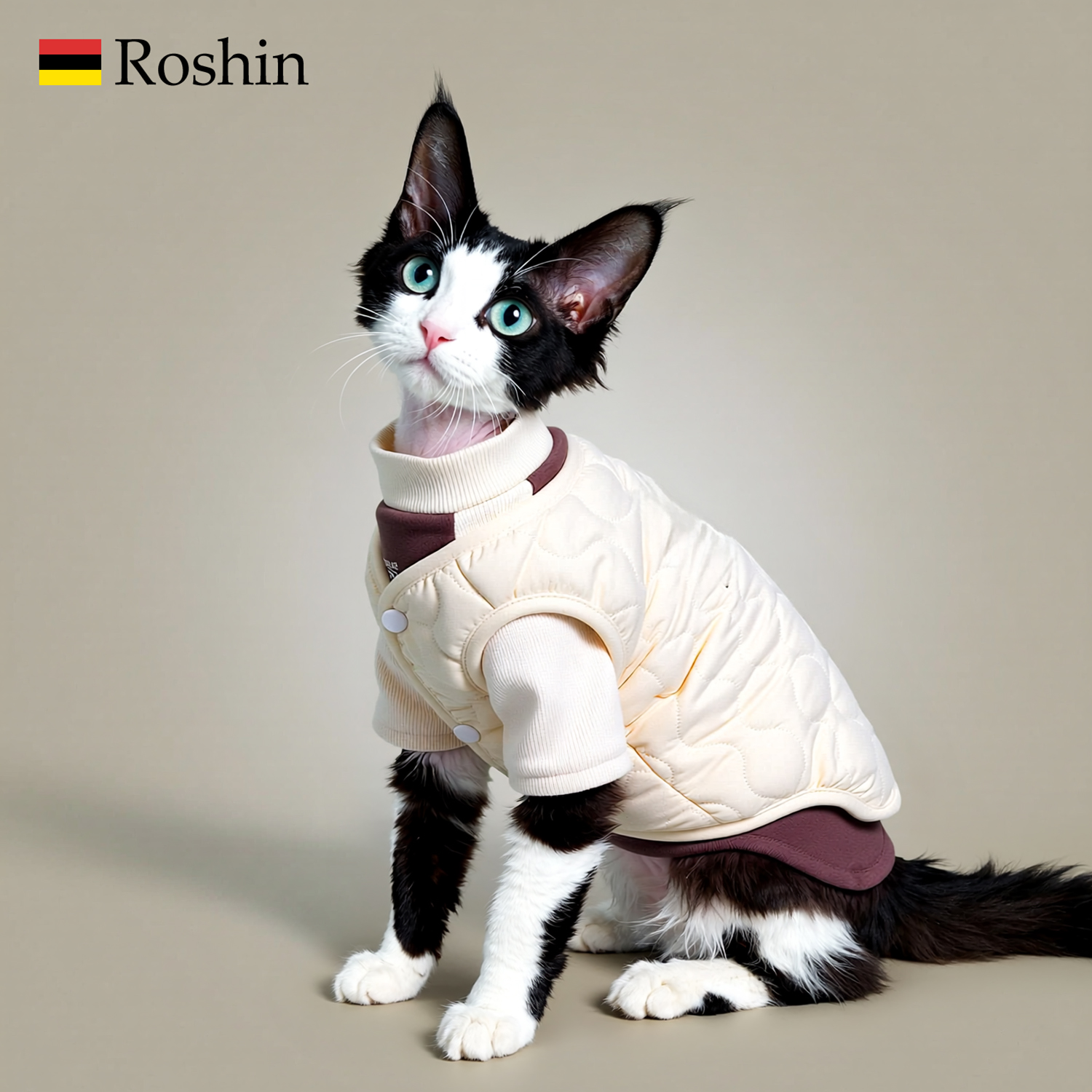 秋冬斯芬克斯无毛猫衣服德文加厚加绒马甲无袖护肚小猫狗狗外套潮