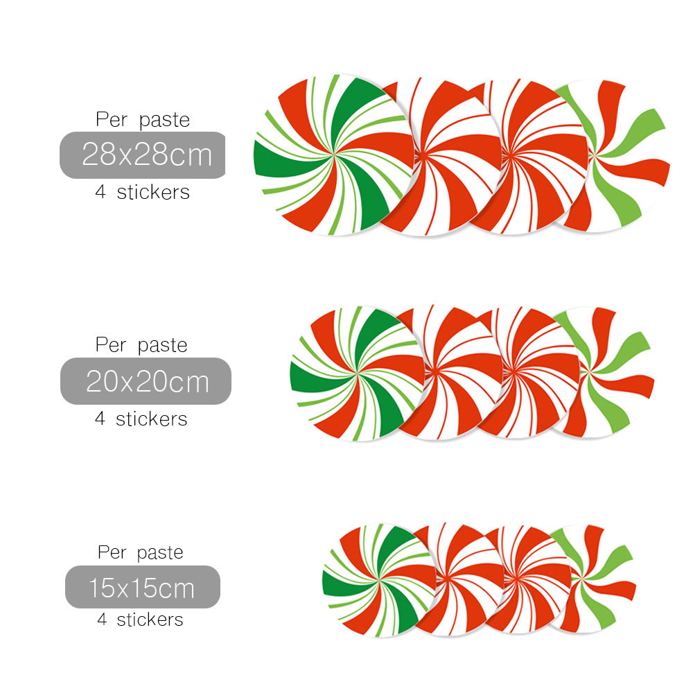 EW079 组合圣诞节炫彩糖果贴立体可移除墙贴假窗户客厅贴画贴纸