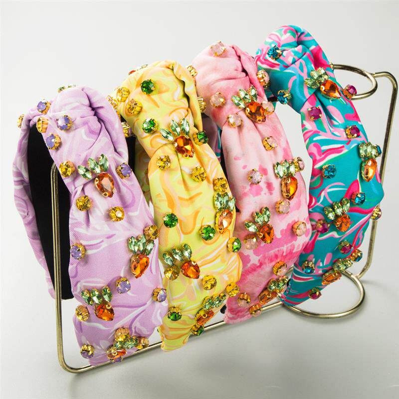 和鸣发箍印染布艺手工缝制高颅顶头箍气质高级感镶钻晚宴发饰