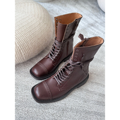 SQ240832XZ8SS 绑带机车靴柔软侧拉链马丁靴