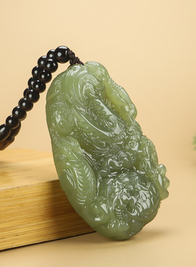 天然和田玉青龙手把件生肖龙把件游龙戏珠男女双面雕刻玉石手玩件