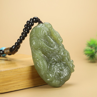 天然和田玉青龙手把件生肖龙把件游龙戏珠男女双面雕刻玉石手玩件