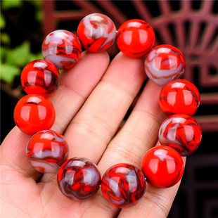 天然戈壁玉鸡血玉手串转运珠新疆金丝玉原石和田玉手链18mm男女情