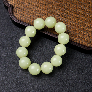 新疆若羌和田玉圆珠手串18mm黄口料糖沁手链男款手串佛珠手饰手札