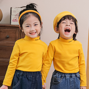 儿童打底衫纯棉圆领长袖上衣韩版新款男童半高领冬季内搭洋气T恤
