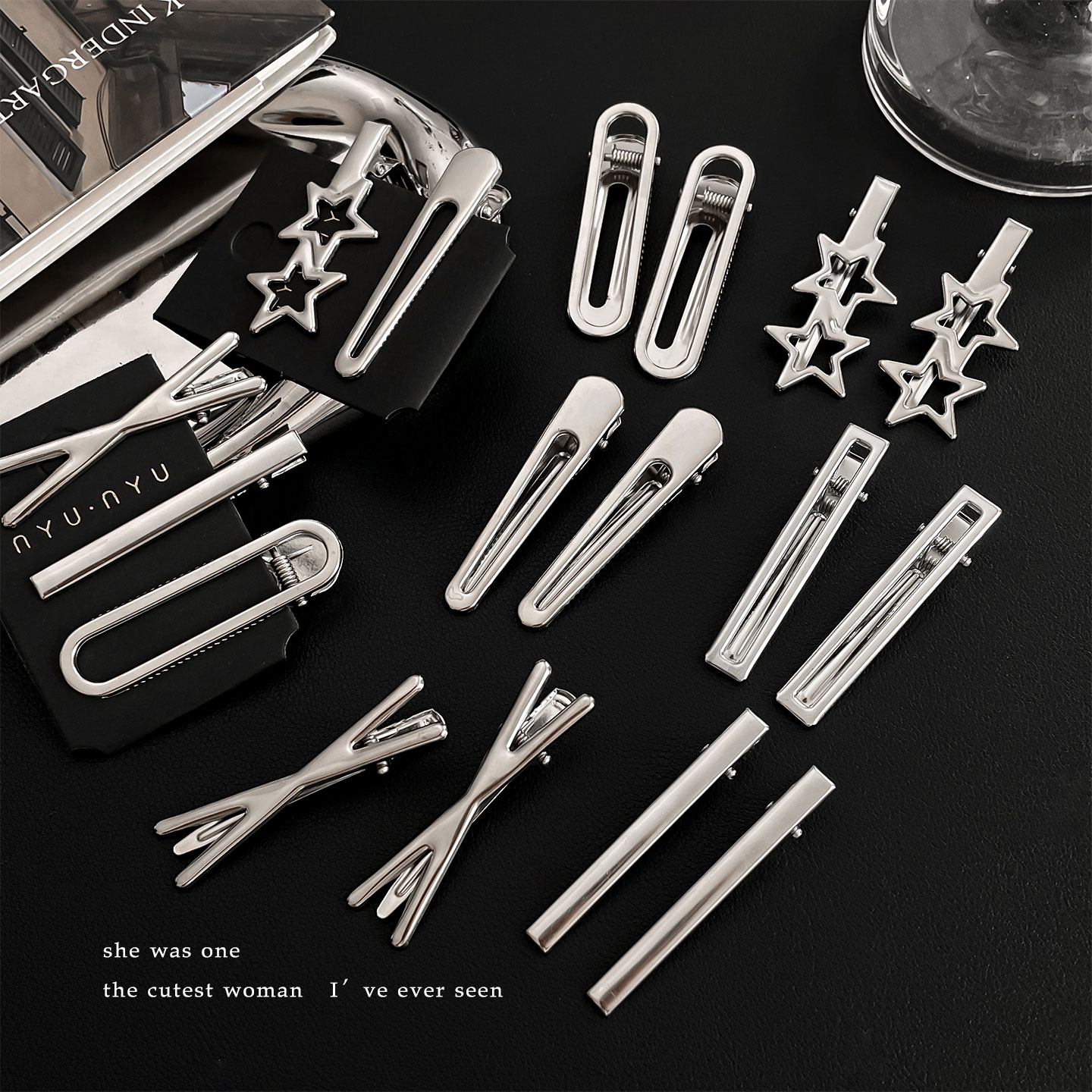 甜酷y2k金属发夹女小众设计高级感银色刘海夹边夹侧边头饰鸭嘴夹