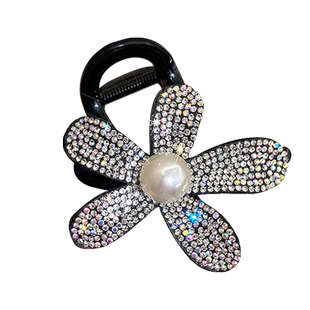 轻奢满钻太阳花鲨鱼夹法式高级气质感小香风盘高马尾发饰珍花抓夹