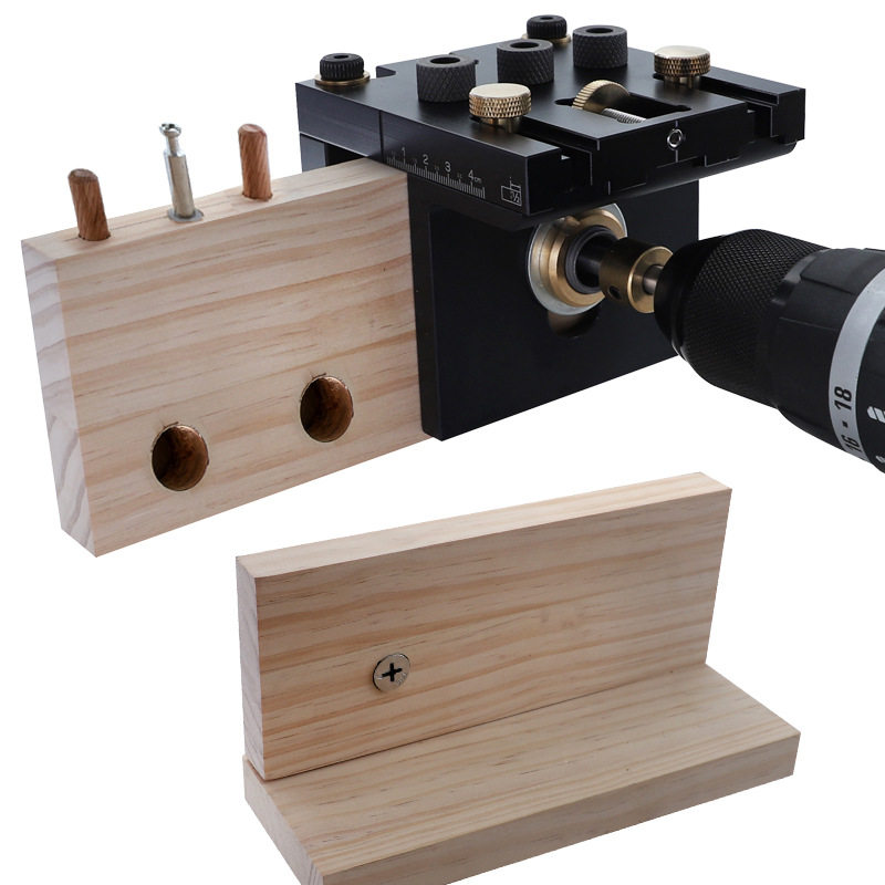 三合一木工打孔定位器圆木榫二合一打孔器木工工具板式家具开孔器