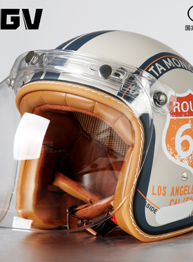 3c认证复古头盔冬季巡航机车摩托车半盔四季通用男女电动车安全帽