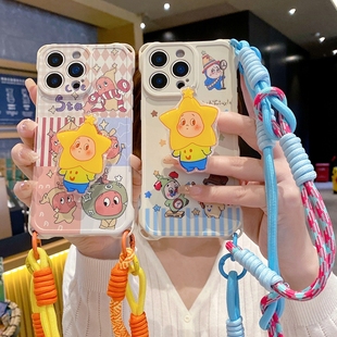 12全包Reno14pro防摔A6A3A5挂绳findX9 X8Pro软硅胶套 ins卡通星星人适用OPPOReno14手机壳Reno13