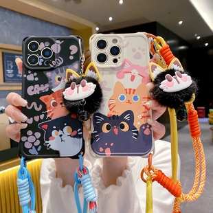 12全包Reno15pro防摔A6A3A5挂绳findX9 X8Pro软硅胶套 可爱卡通猫适用OPPOReno15手机壳Reno14