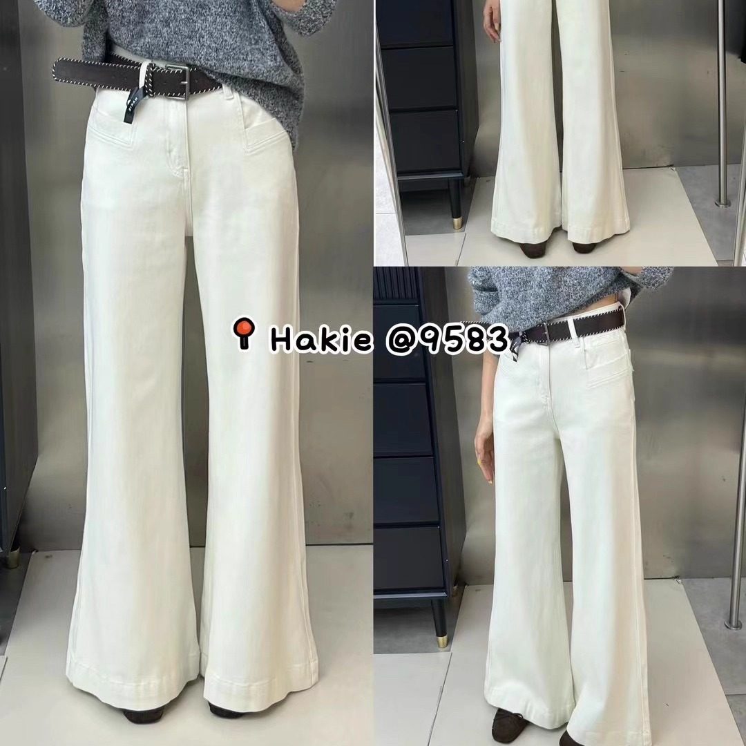 Hakie巨显瘦不贴腿白色四面弹气质百搭直筒阔腿裤牛仔裤长裤9583,女装/女士精品,牛仔裤,淘宝优惠券,粉丝福利购,淘宝优惠卷