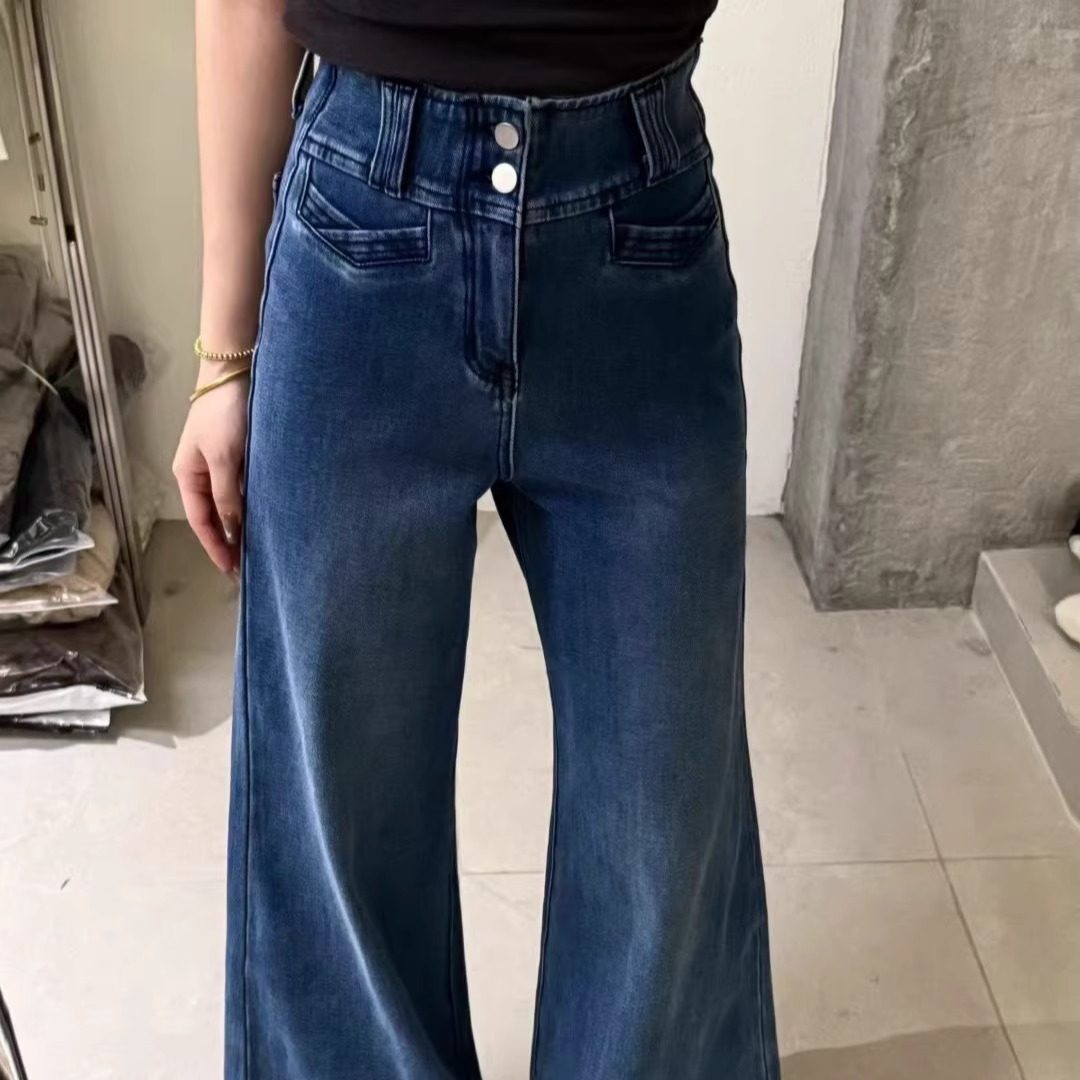 SALIN莎琳7751原创设计感复古高腰宽松慵懒阔腿牛仔裤拖地长裤女,女装/女士精品,牛仔裤,淘宝优惠券,粉丝福利购,淘宝优惠卷