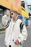 港风街头麂皮绒棒球服外套男美式复古秋冬夹克休闲撞色设计JK010，男装夹克，星座603-2
