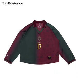 IN EXISTENCE存世 26FW「LegacyofTime」红绿渐变暗纹长袖足球服