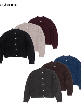 IN EXISTENCE存世25FW「鳞」澳羊毛混纺粗支蛇纹提花银币开衫毛衣