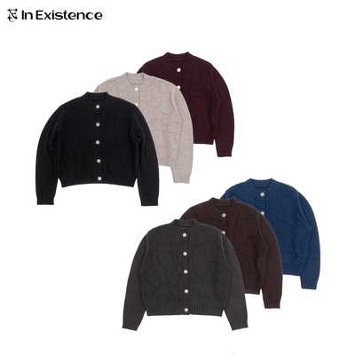 IN EXISTENCE存世25FW「鳞」澳羊毛混纺粗支蛇纹提花银币开衫毛衣