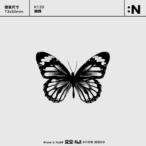 空空NULL 蝴蝶 草本保持久防水持久果汁纹身贴高级性感ins女网红