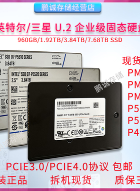 三星/英特尔 U2 3.84T 7.68T固态硬盘 PM9A3 PM983 P5520 P5510