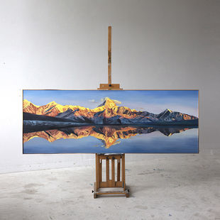 牧夏原创手绘油画《贡嘎山》日照金山挂画客厅沙发装饰画肌理画