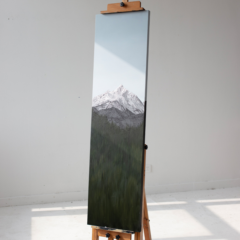 三千山原创手绘丙烯画《梅里雪山神女峰》丙烯肌理画 客厅装饰画