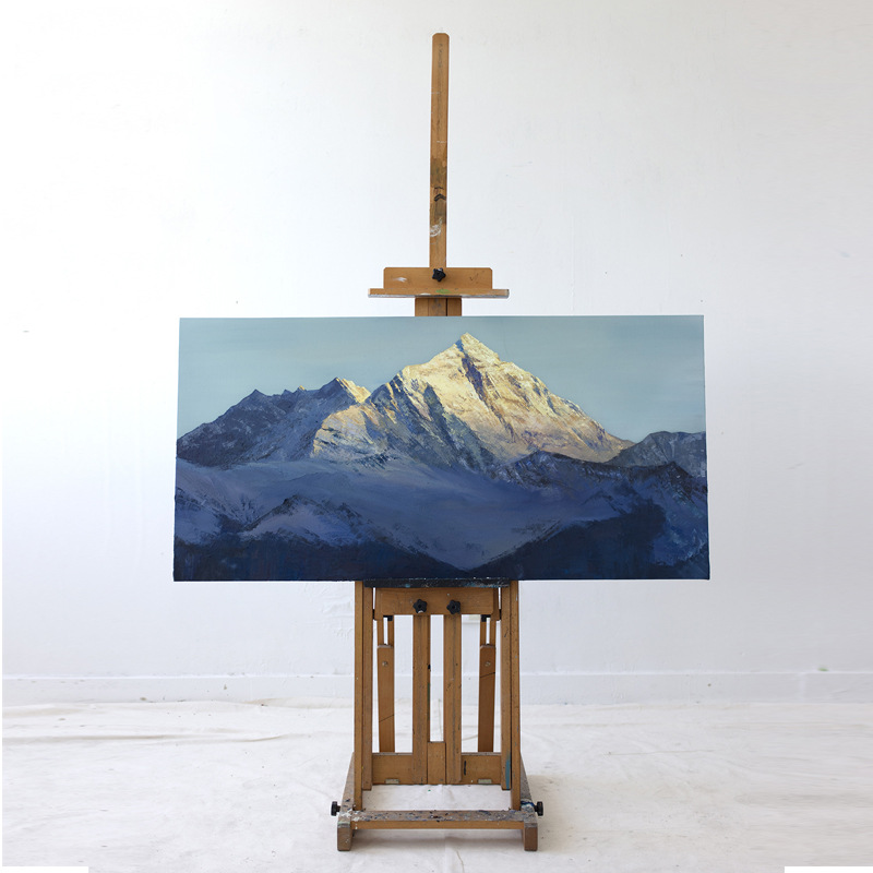 牧夏三千山手绘《从加乌拉山口看珠峰》丙烯画客厅沙发背景装饰画