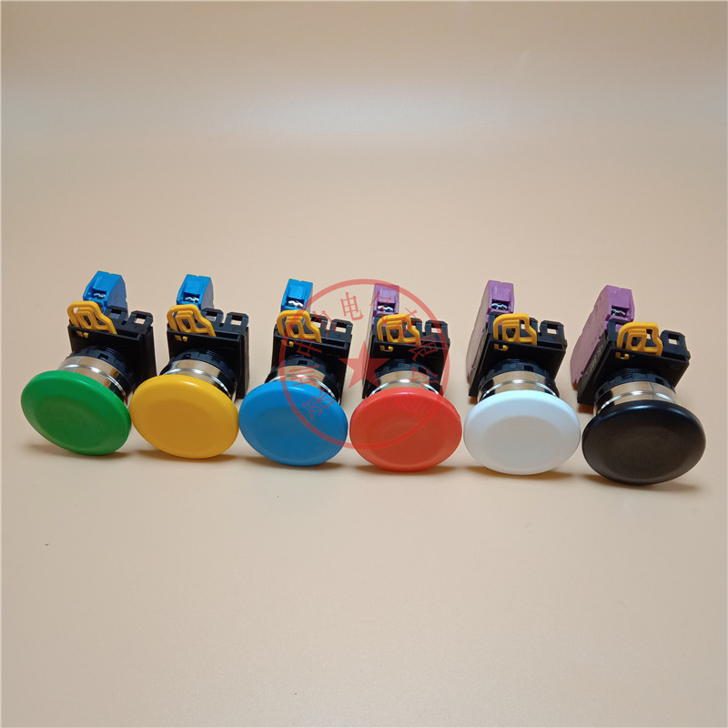 原装IDEC和泉蘑菇头自锁位按钮开关YW4B-A4E10 A4E01G/R/Y/S/W/B