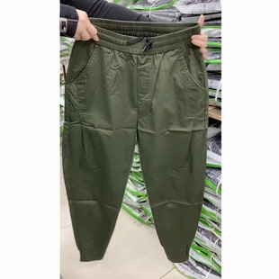 夏季薄款布袋裤男士宽松舒适显瘦百搭帅气休闲裤哈伦裤绿色小脚裤