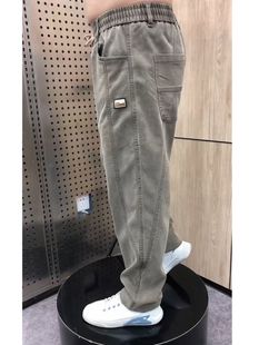 休闲裤 老爹裤 直筒弹力牛仔裤 百搭长裤 春秋季 宽松中年小直角裤 男士