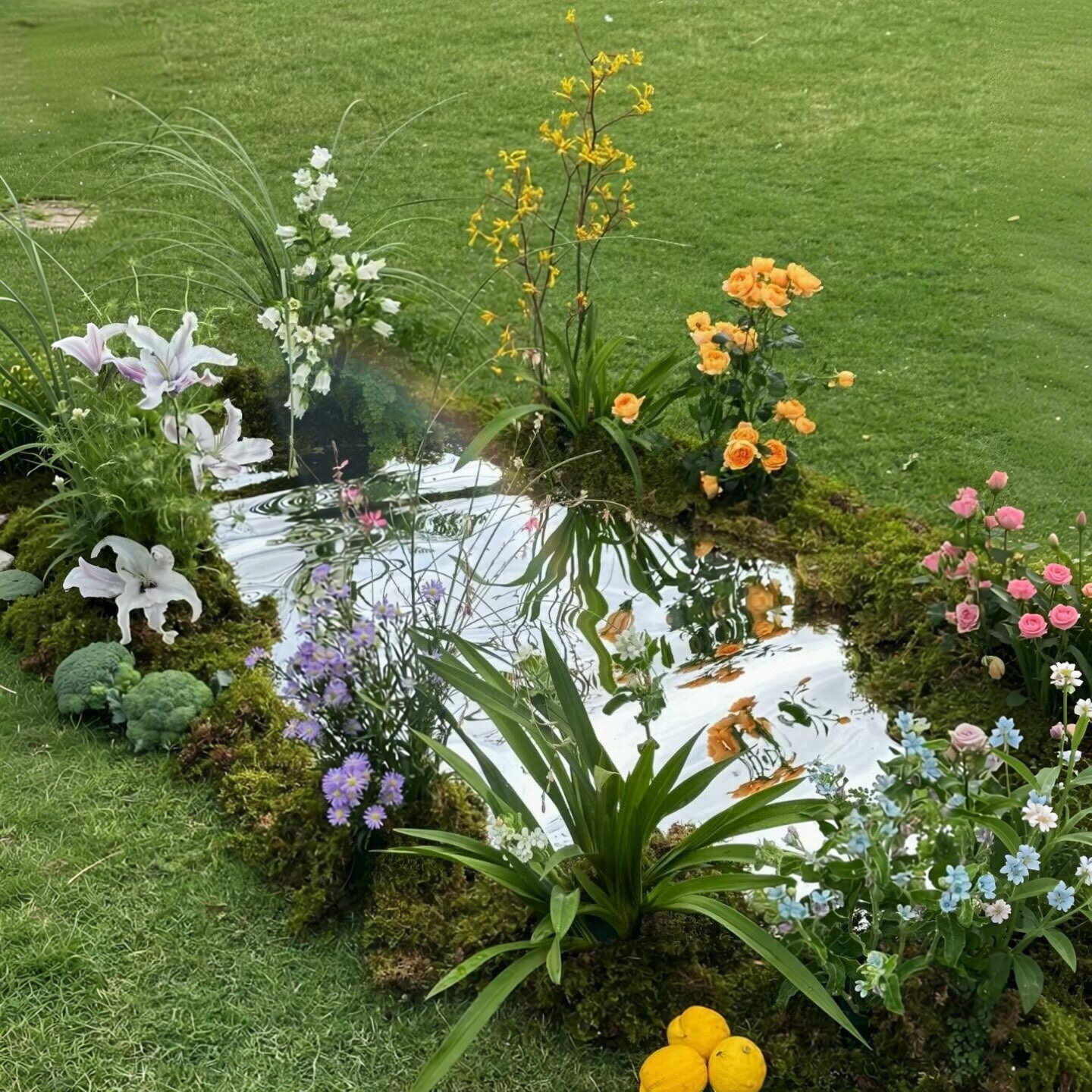仿真苔藓花艺镜子户外景区装饰图片