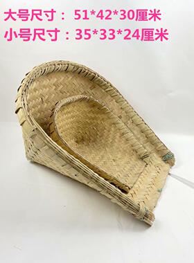 四川竹编装饰竹簸箕精品皮撮箕收纳竹篮竹扁畚箕扫斗铲子舞蹈道具