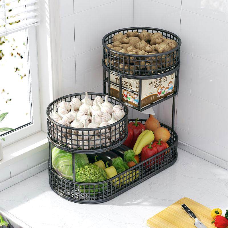 厨房台面专用菜篮子置物架姜葱蒜蔬菜收纳放菜架家用灶台上多功能