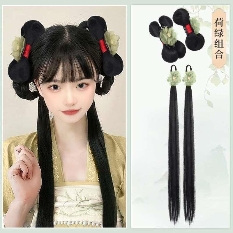 抓鲨鱼发包汉服蝴蝶结垫发发包夹古装包女假发古风发髻夹盘一体式