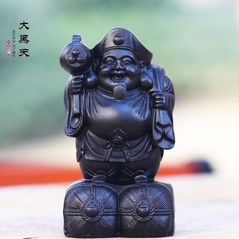 古法琉璃大黑天财神佛像佛堂供奉神像摆件手工琥珀色金黄色财神