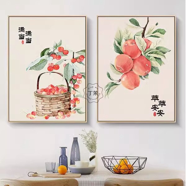 新中式现代简约客厅挂画厨房轻奢饭厅沙发背景墙面壁画餐厅装饰画