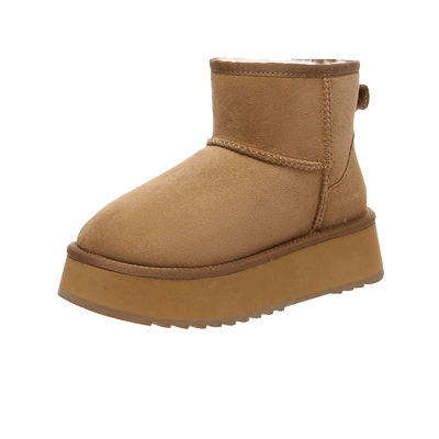 EVERAU冬季羊皮毛一体厚底雪地靴