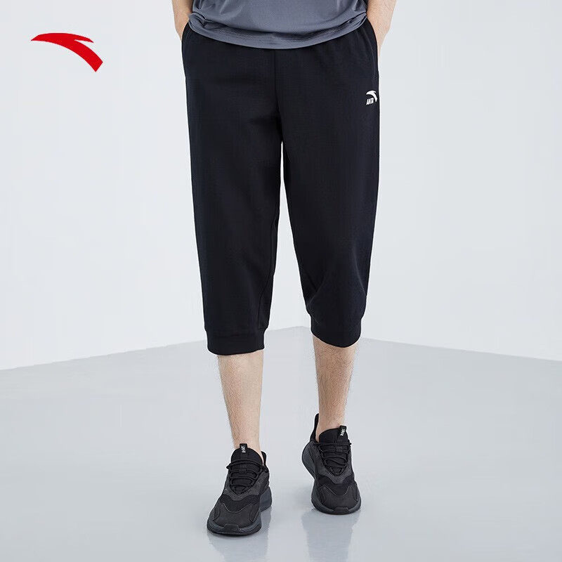 安踏七分裤男2024夏季官网正品透气运动短裤男士针织薄款休闲裤