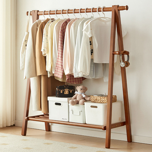 帝克森实木落地衣架卧室家用挂衣架客厅简约收纳衣帽架房间衣服架