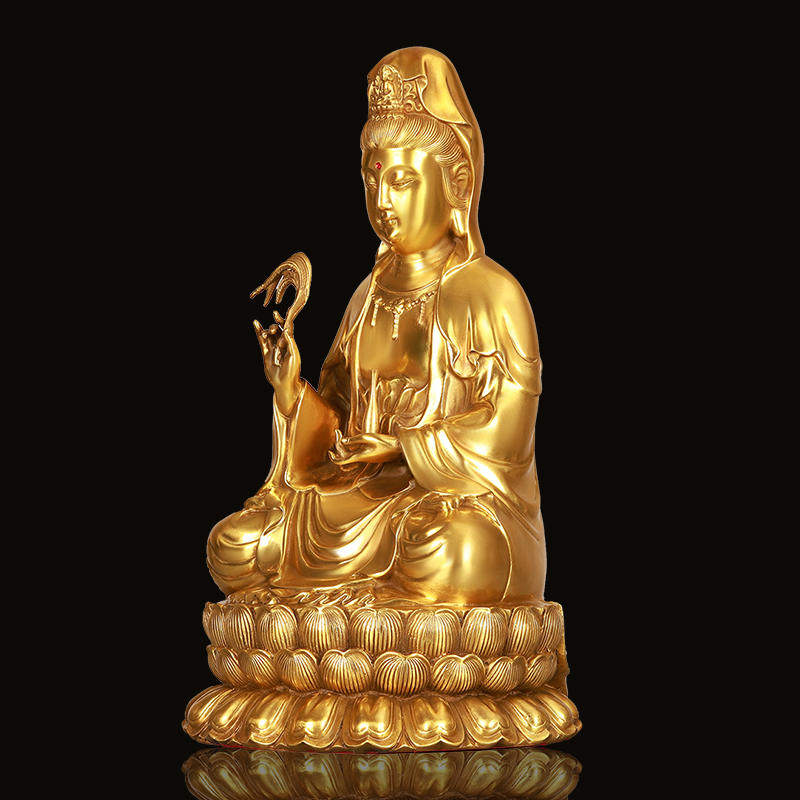 正品纯铜南海观音菩萨佛像家居摆件幸福观世音保平安佛铜像法轮送
