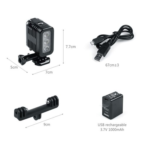 适用gopro13潜水补光灯运动相机配件防水潜水摄影灯LED强光补光灯