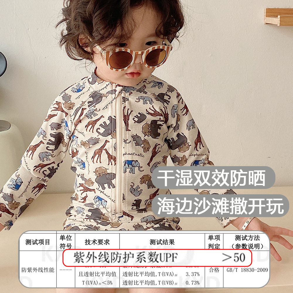丹麦儿童长袖连体游泳衣2026年男宝宝防晒速干游泳衣男童泳衣a类图片