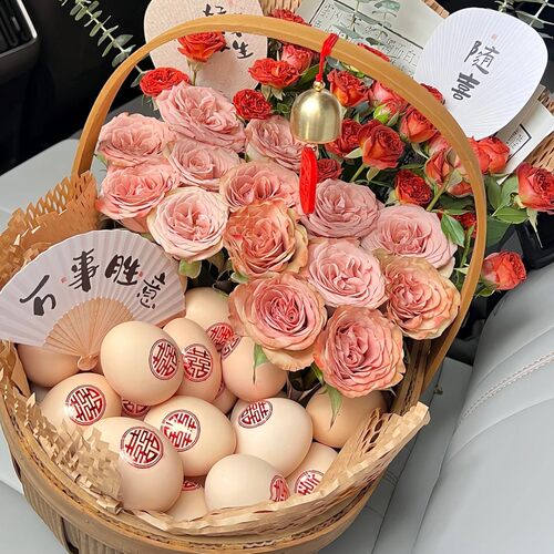 手工编织鸡蛋水果篮送闺蜜坐月子插鲜花篮手提野餐篮蔬菜收纳