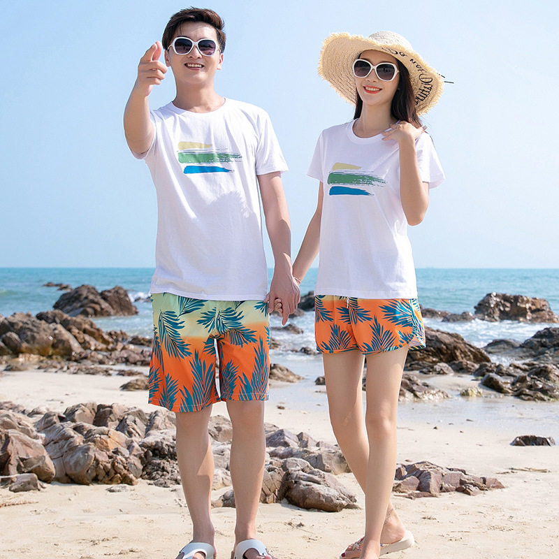 四面弹情侣沙滩裤男宽松版型海滩水上乐园泳裤冲浪温泉速干女短裤
