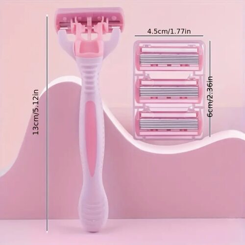 6-Layer Blades六层不锈钢刀片女士手动剃须刮毛刀腋下腿毛剃毛刀